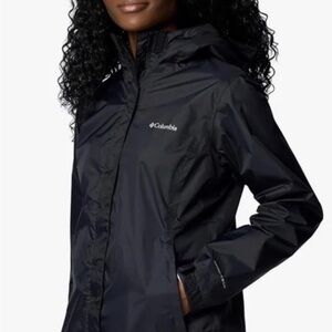 NWT Columbia Arcadia II Women's Plus Waterproof Hooded Rain Jacket Size 2X Black